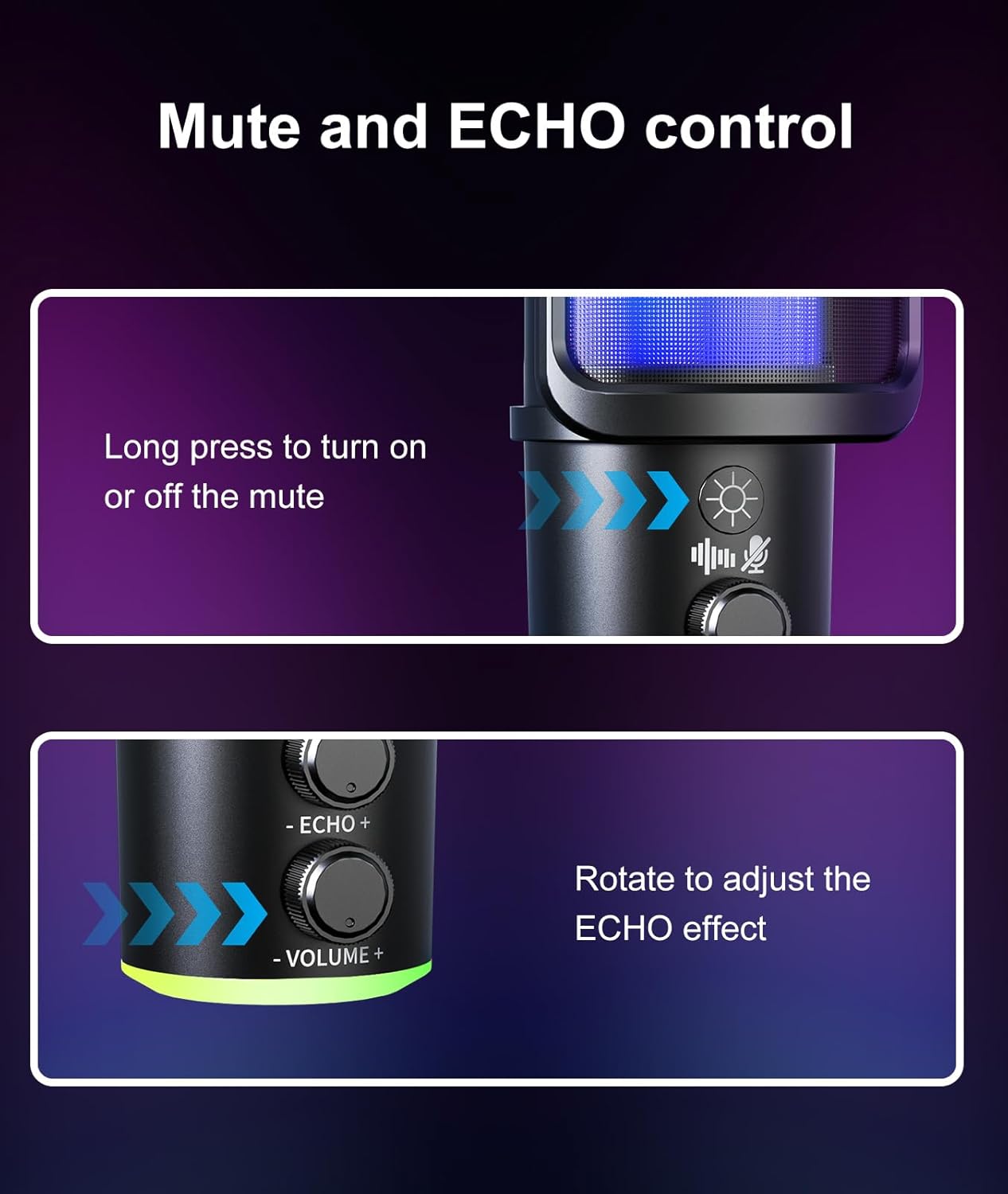 Gaming USB Microphone with Boom Arm, RGB Condenser PC Mic with Noise Cancellation, Mute Button & Pop Filter for Streaming, Podcasting, PS4/PS5 & Discord