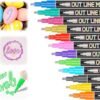 MAEGIRAL Dual Tip Outline Markers – 12 Color Set for Bullet Journaling, Scrapbooking, and Greeting Cards