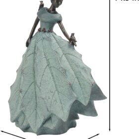 DiliComing Ruffle Dress Maiden Statue - Rustic Bronze Resin Fairy Garden Figure & Indoor Tabletop Sculpture for Bookshelves, Patios, and Living Room Decor