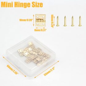 Biaungdo 24-Piece Mini Brass Cabinet Hinges with 96 Nails – 180° Golden Miniature Hardware for Jewelry Boxes, Small Wood Crafts, and DIY Projects