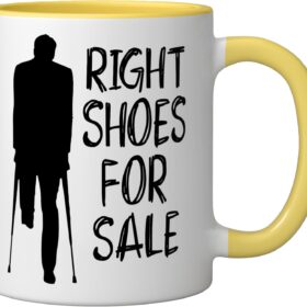Funny Right Shoes For Sale Leg Amputee Gift Ceramic Coffee Mug - Humorous Rehabilitation & Surgery Recovery Present