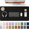 YSAGi Premium Leather Desk Pad & Mouse Pad - 90x43cm Waterproof, Non-Slip Office Desk Protector Mat (Black)
