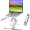 OMOTON 360° Rotating Laptop Stand | Ergonomic Aluminum Riser for 11-16 inch MacBook, Dell, HP | Foldable, Adjustable Height & Heat Dissipating