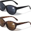 V.W.E. Oversized Full Lens Reading Sunglasses for Women – 2 Pairs of Fashionable Bifocal Sun Readers with UV Protection (Leopard Print)