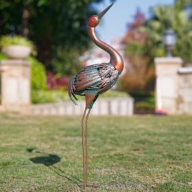 VEWOGARDEN Metal Heron Garden Statue - 33 inch Bronze Crane Sculpture for Outdoor Yard, Lawn, Pond & Patio Décor