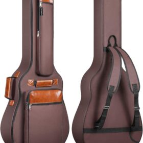 CAHAYA 0.5-inch Thick Padded Guitar Bag - Water-Resistant 40-42 Inch Acoustic Guitar Case with 6 Pockets and Anti-Theft Design
