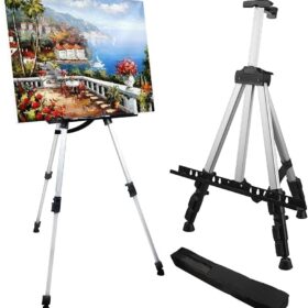 RRFTOK 66 Inch Aluminum Artist Easel - Adjustable Portable Tripod Stand for Painting, Display & Drawing - Floor or Tabletop Canvas Holder