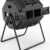 EJWOX 43 Gallon Dual Chamber Tumbling Composter - 2021 Upgraded Black Garden Compost Bin with Built-In Thermometer & Deep Groove Design for Efficient Rotting