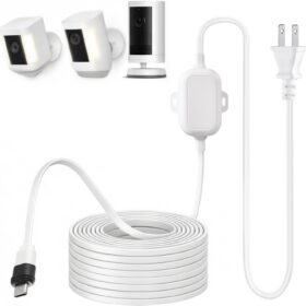 25ft USB-C Power Adapter for Ring Spotlight Cam Plus/Pro & Outdoor Cam Battery - Weatherproof Continuous Power Supply Cable, White