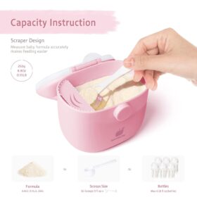 Termichy Baby Formula Dispenser – Portable 8.8oz Milk Powder Container with Handle, Airtight Seal & Scoop Compartment – Travel-Ready Food Storage for Infants (Light Pink)