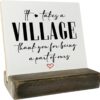 It Takes A Village Thank You Wood Plaque - Heartfelt Desktop Sign with Stand for Childcare Workers, Teachers & Support Staff