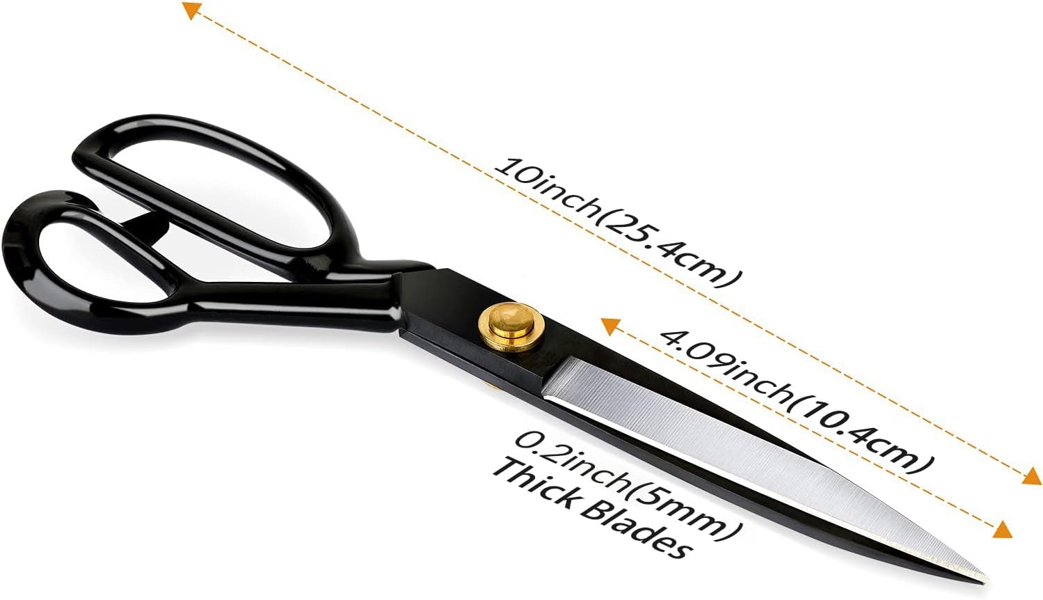 Professional 10-Inch Heavy Duty Fabric Scissors – High Carbon Steel Tailor Shears for Sewing, Leather, and Tailoring – Ergonomic Design with Measuring Tape