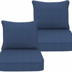 Goodgoods Navy Blue Deep Seat Patio Cushions - 22x24 Inch Set of 2 - Resilient Foam, Water & UV Resistant Outdoor & Indoor Furniture Cushions
