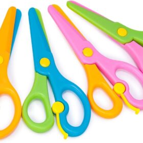 LOVESTOWN Toddler Safety Scissors – 4 Pack Colorful Training Scissors with Spring-Loaded, Anti-Pinch Design for Preschool Arts & Crafts