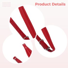 Red Accordion Straps - 2 Pack Padded PU Leather Shoulder Harness with Metal Buckles for 16-120 Bass Instruments