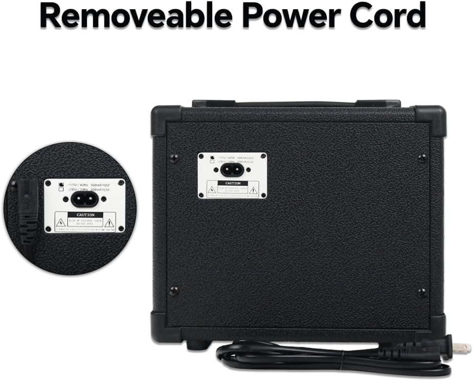 Fojill 20W Electric Guitar Amplifier – Portable Practice Amp with Headphone Jack, Distortion, Gain, and EQ Controls (Black)