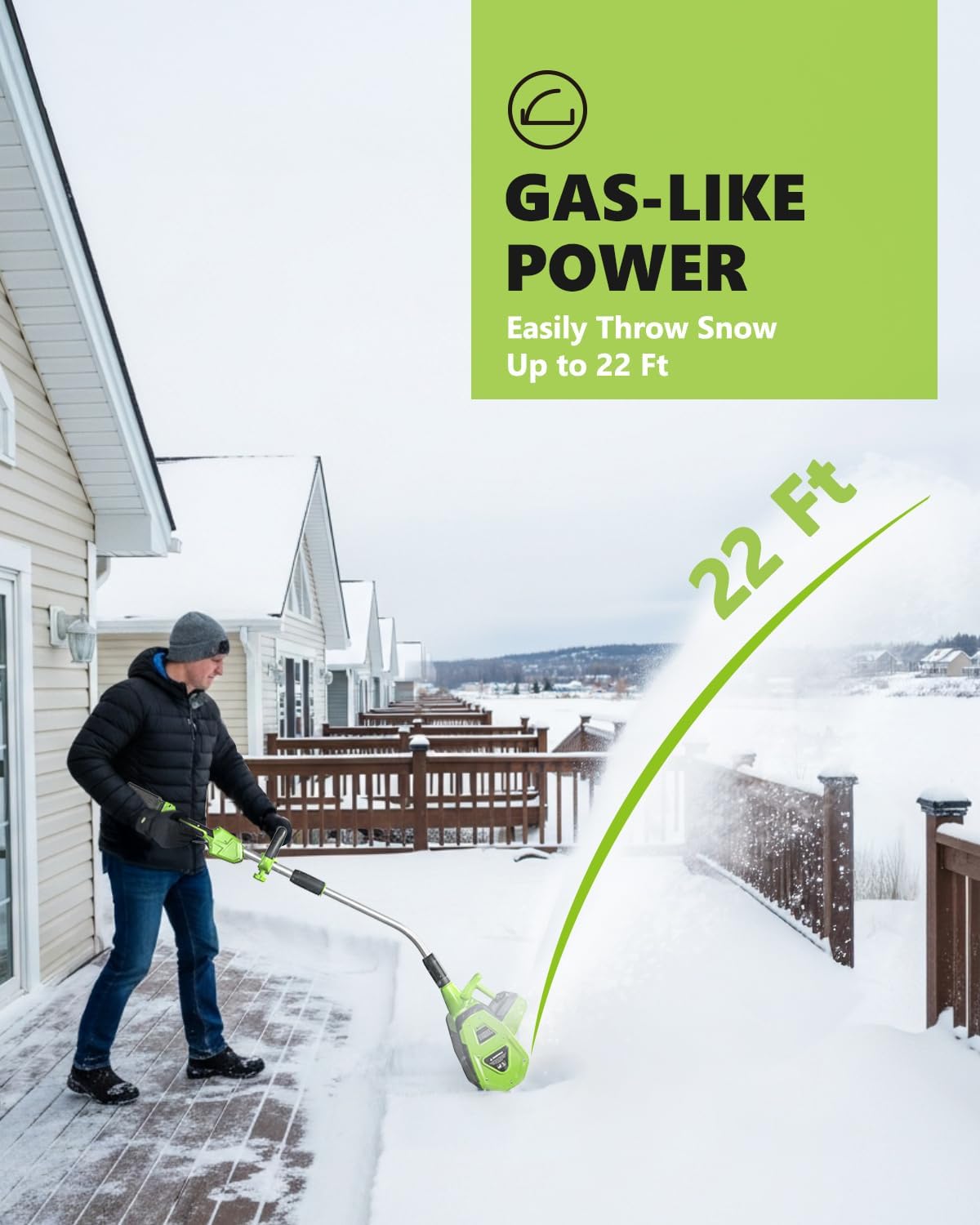 Vibekio 40V Cordless Electric Snow Shovel – 13.5-Inch 1000W Battery Powered Snow Thrower with 2x4.0Ah Batteries & Dual-Port Charger