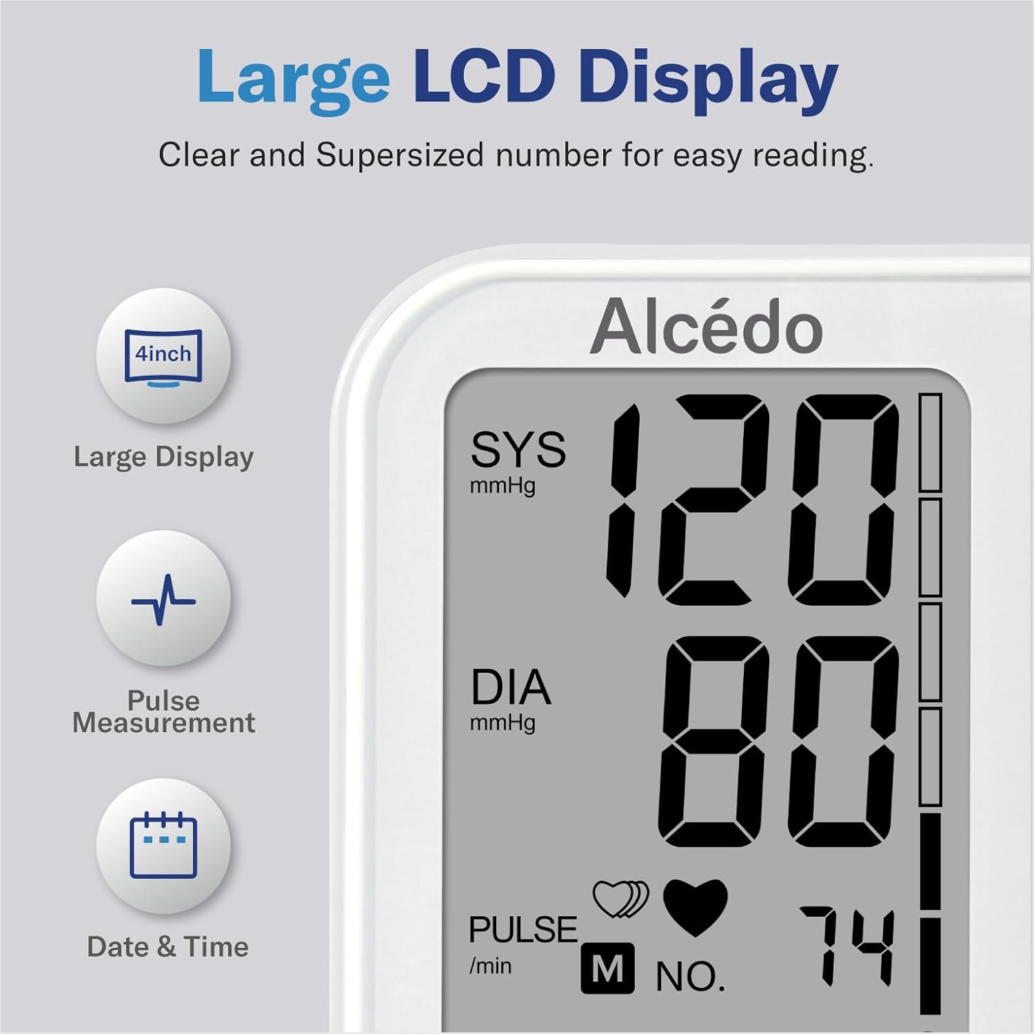Alcedo Fully Automatic Digital Blood Pressure Monitor – Talking Upper Arm BP Machine with Large LCD, Irregular Heartbeat Detection, and 2x120 Memory