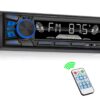 Single DIN Bluetooth Car Stereo - Hands-Free Calling, MP3/FLAC Player, Dual USB with Fast Charge & Aux-in - Vehicle Audio Receiver (No CD Player)