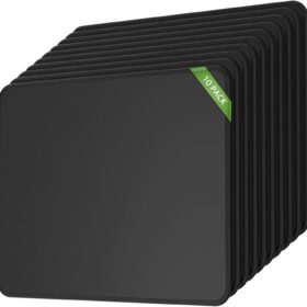 KTRIO 10-Pack Computer Mouse Pads – Ultra-Smooth Surface, Anti-Slip Rubber Base & Durable Stitched Edges (Black, 11 x 8.5 inches)