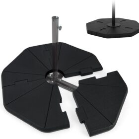 Tangkula Heavy Duty Fillable Offset Umbrella Base – 4-Piece Stackable Weight Plate Set – Up to 208 lbs Capacity for Cantilever Cross Bases