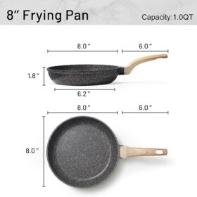 CAROTE Granite Nonstick Frying Pan Skillet – 8-Inch Induction Compatible Kitchen Cookware, PFOA Free & Ultra Durable