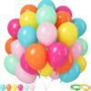 50pcs 12-Inch Rainbow Latex Balloons - Vibrant Multicolor Party Pack including Teal, Hot Pink, Orange & Yellow for Birthday, Wedding & Baby Shower Decorations