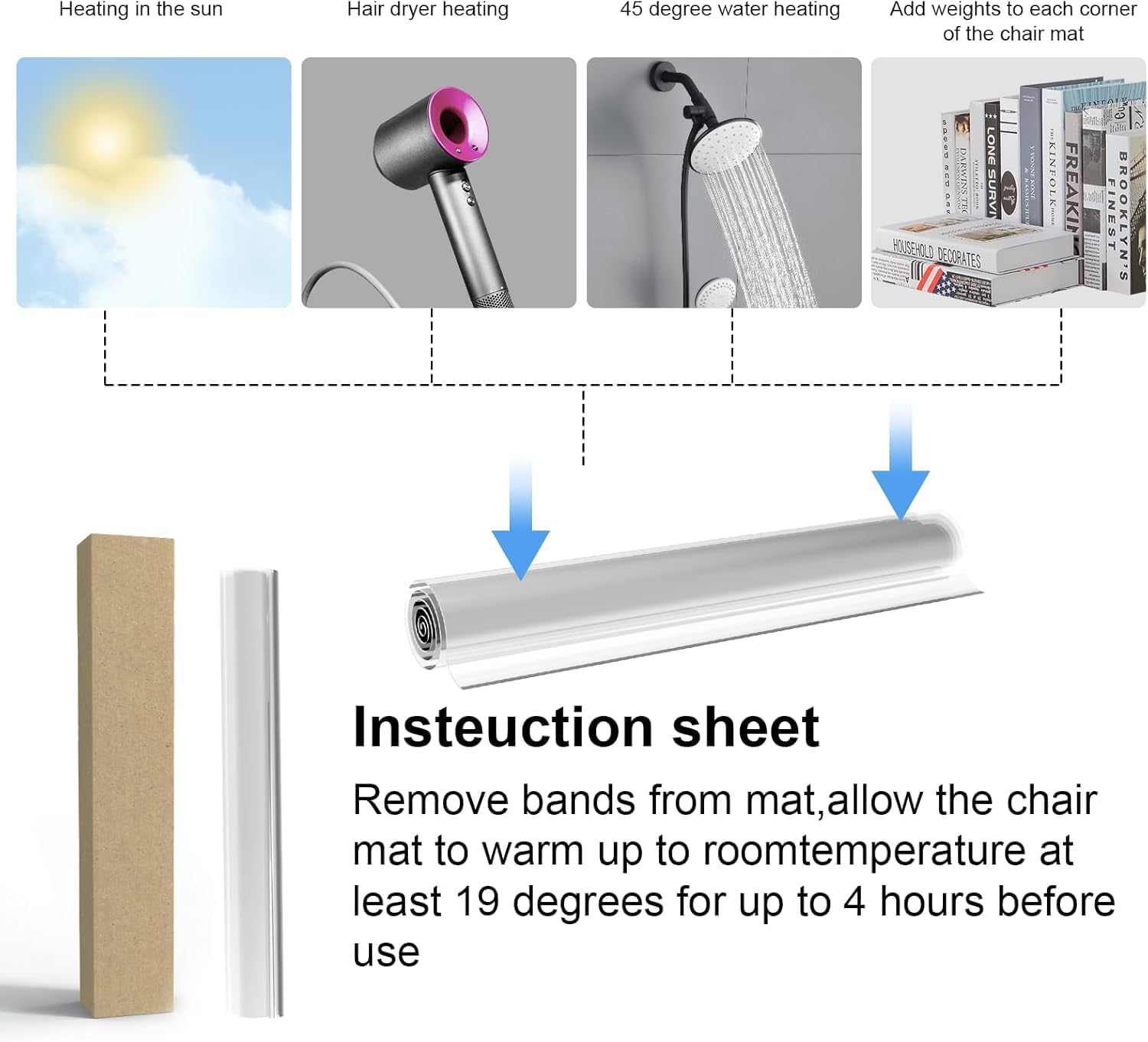 20" x 24" Office Chair Mat for Hardwood Floors – Slip-Resistant Hard Wood Floor Protector, Smooth Glide for Rolling Chairs (Not for Carpet)