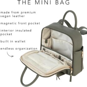 Ayla & Co Minimalist Vegan Leather Diaper Tote – Expandable Baby Bag with Built-In Wallet & Organizer
