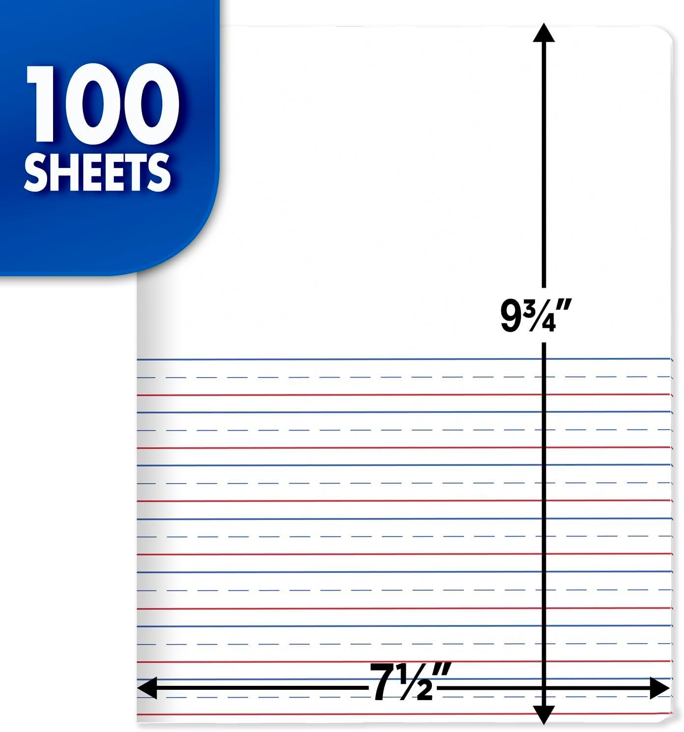 Mead Primary Composition Notebook - Grades K-2 Creative Journal with 100 Sheets (Half Picture Space, Half Primary Ruled) - 7.5" x 9.75" - Colors May Vary