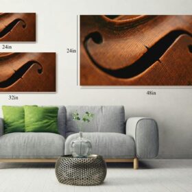 Viola Instrument Close Up Canvas Wall Art - Large Framed Music Room Decor, Rustic Antique Musical Instruments Print, 24x47 Inch Wood Framed Artwork for Living Room & Bedroom