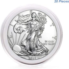 20-Piece Premium Clear Coin Capsules with Adjustable Gaskets – 5 Sizes for Silver Eagles, JFK Half Dollars & Bitcoin Collectibles (19/21/25/30/40mm)