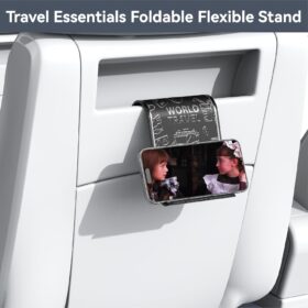 Flexible Airplane Phone Holder Mount – Universal Travel Essentials for Seat Back & Tray Tables (Black Silk Screen)