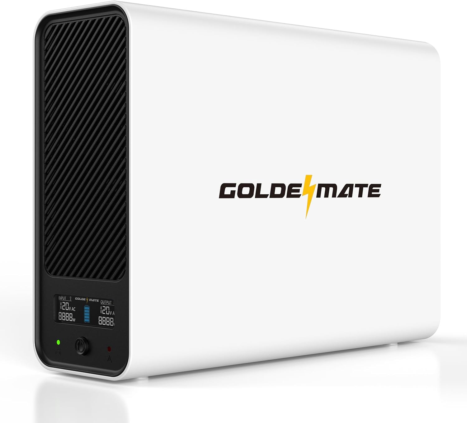 GOLDENMATE 1000VA/600W LiFePO4 UPS Battery Backup & Surge Protector | 10-Year Lifespan, Pure Sine Wave, Auto-Shutdown Port, LCD Display, 8 Outlets (White, 2025 Pro Version)