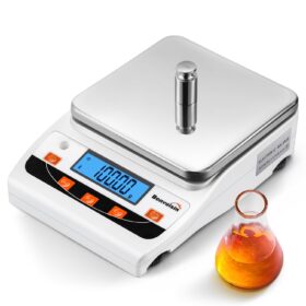 Bonvoisin Lab Analytical Balance Scale, 5000g x 0.01g High Precision Digital Scale with Stainless Steel Pan, USB Data Interface & Tare Function for Laboratory, Jewelry & Kitchen