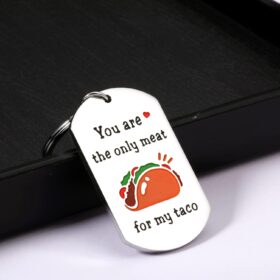 Funny Taco Keychain for Boyfriend & Husband – Romantic 'Meat for My Taco' Anniversary Gift for Couples