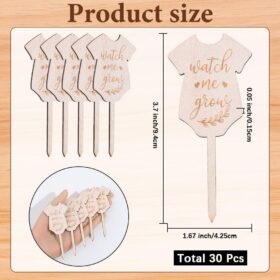 GORGECRAFT 30-Piece 'Watch Me Grow' Wooden Plant Markers – Cute Clothes-Shaped Garden Stakes for Succulents, Herbs, & Seed Pots