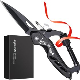 EDC Multitool Keychain for Men - Compact Stainless Steel Pocket Tool with Bottle Opener, Glass Breaker, and Screwdriver - Unique Valentines Day, Birthday, or Anniversary Gift for Husband