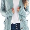 Goranbon Women's Cable Knit Cardigan - Soft Open Front Chunky Knit Sweater Coat with Long Sleeves & Button Down