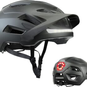 Silkycasters LED Bike Helmet for Adults – CPSC Certified Cycling Helmet with Front & Rear Safety Lights, Removable Sun Visor, and Adjustable Dial for Men & Women (Road, MTB, Commuter)