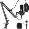 MAONO USB Condenser Microphone Kit - Plug & Play 192kHz/24Bit Podcast Mic with Adjustable Boom Arm, Pop Filter, and Shock Mount for PC Gaming, Recording, and Streaming