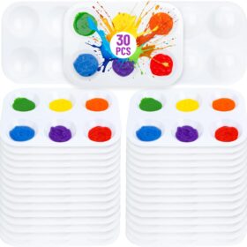 Mr. Pen Plastic Paint Palettes (30 Pack) – 6-Well White Rectangular Artist Trays for Kids, School, Art Class, and DIY Crafts