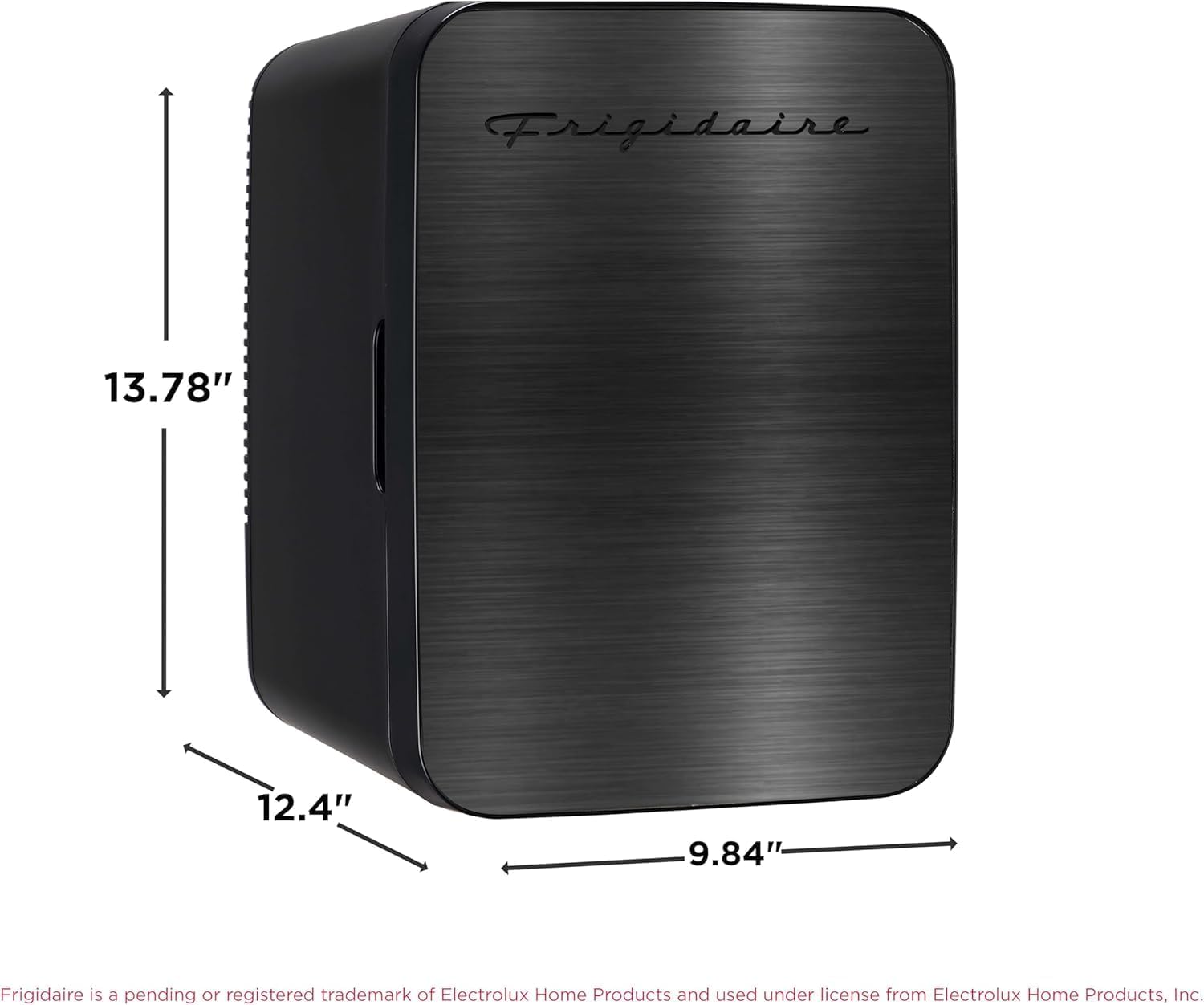 Frigidaire EFMIS183-SSBLK 10L Portable Mini Fridge - Black Stainless Steel, 15-Can Capacity for Skincare, Dorms, and Office