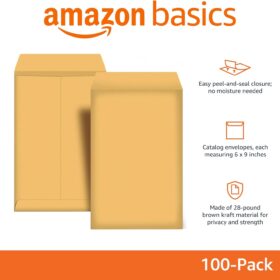 Amazon Basics 6x9 Inch Self-Seal Catalog Envelopes - Peel & Seal Closure, Brown Kraft, 100 Count