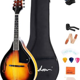 ADM A-Style Acoustic Mandolin Bundle - Complete Beginner Starter Kit with Sunburst Finish, Includes Gig Bag, Tuner, Strap, Strings, Pick, Hanger & Pickup