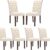 COLAMY Tufted Dining Chairs Set of 6 - Modern Beige Parsons Chairs with Linen Upholstery & Solid Wood Legs for Kitchen & Dining Room