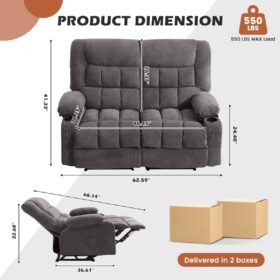 MAHOMICO 2-Person Manual Recliner Loveseat with Cup Holders and Side Pockets – Oversized Living Room Reclining Sofa