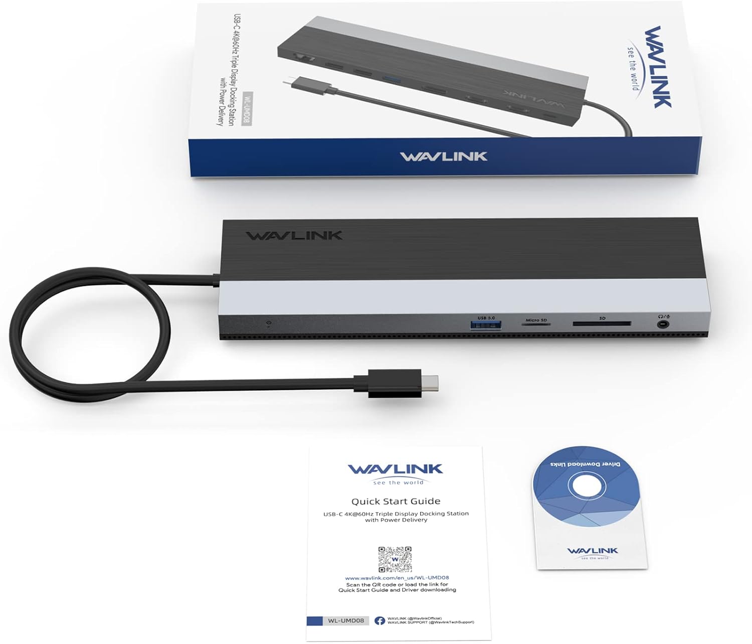 WAVLINK 12-in-1 USB C Docking Station: Triple Monitor 4K@60Hz Hub with 85W Power Delivery, DisplayPort, HDMI, Gigabit Ethernet, and SD/TF Card Reader for Windows and Mac