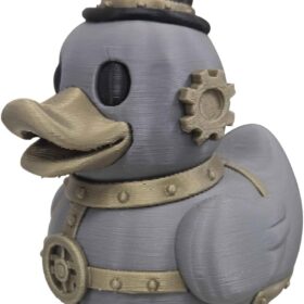 Steampunk Duck Figurine with Top Hat & Gears – Unique Industrial Gothic Desktop Sculpture, Geeky Victorian Decor & Collectible Gift for Fans – 3D Printed in Canada