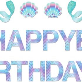 Sparkle Mermaid Birthday Banner Decorations - 13Pcs Under The Sea Party Garland & Hanging Signs for Girls, Baby Showers & Classroom